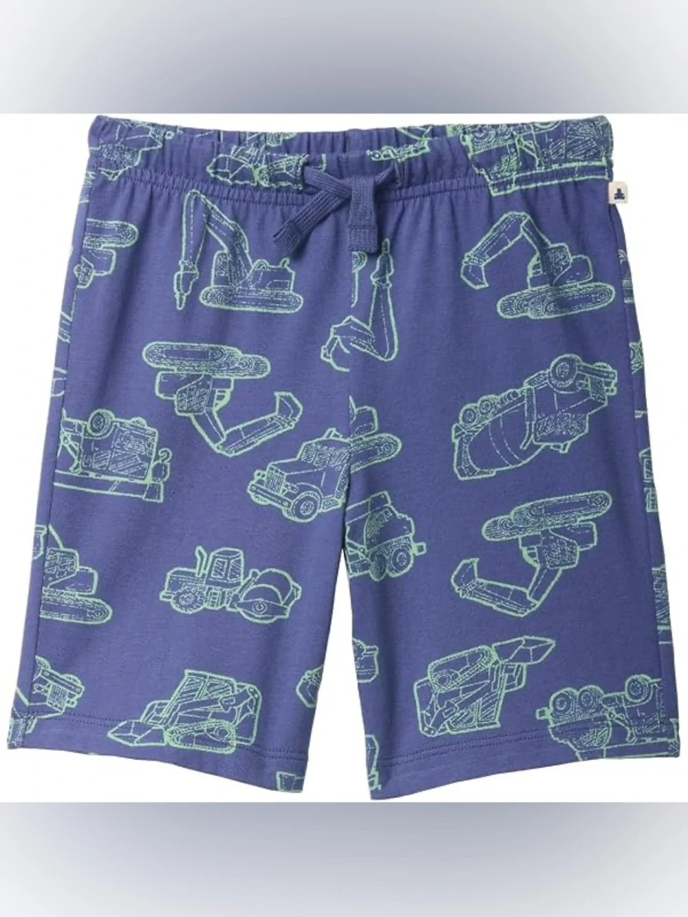 NWT Navy Blue Pull On Shorts with Lime Green Construction Print GAP 5T